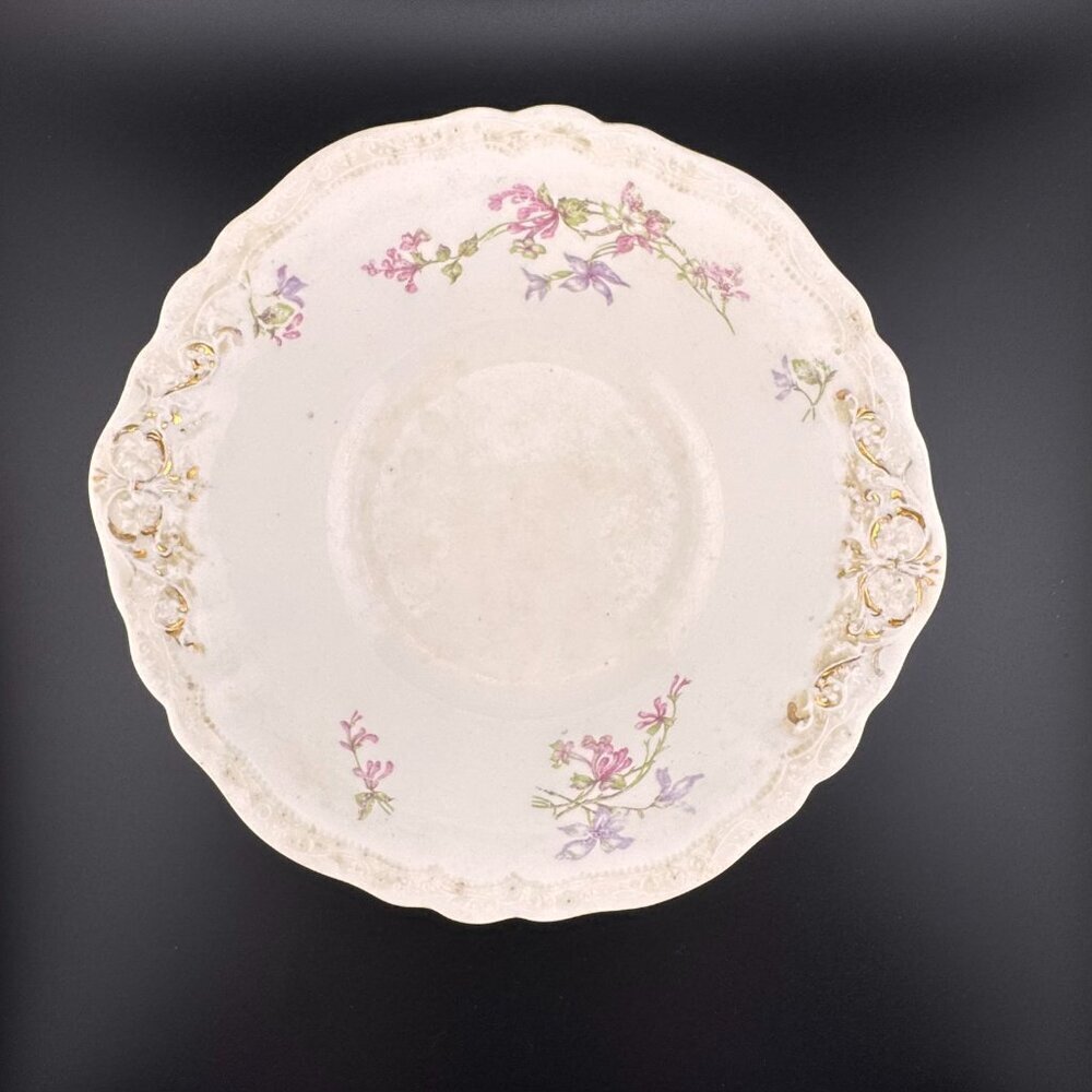 Antique Johnson Bros 1902 Embossed Floral Bowl - Vintage Cottagecore Decor - Picture 8 of 10